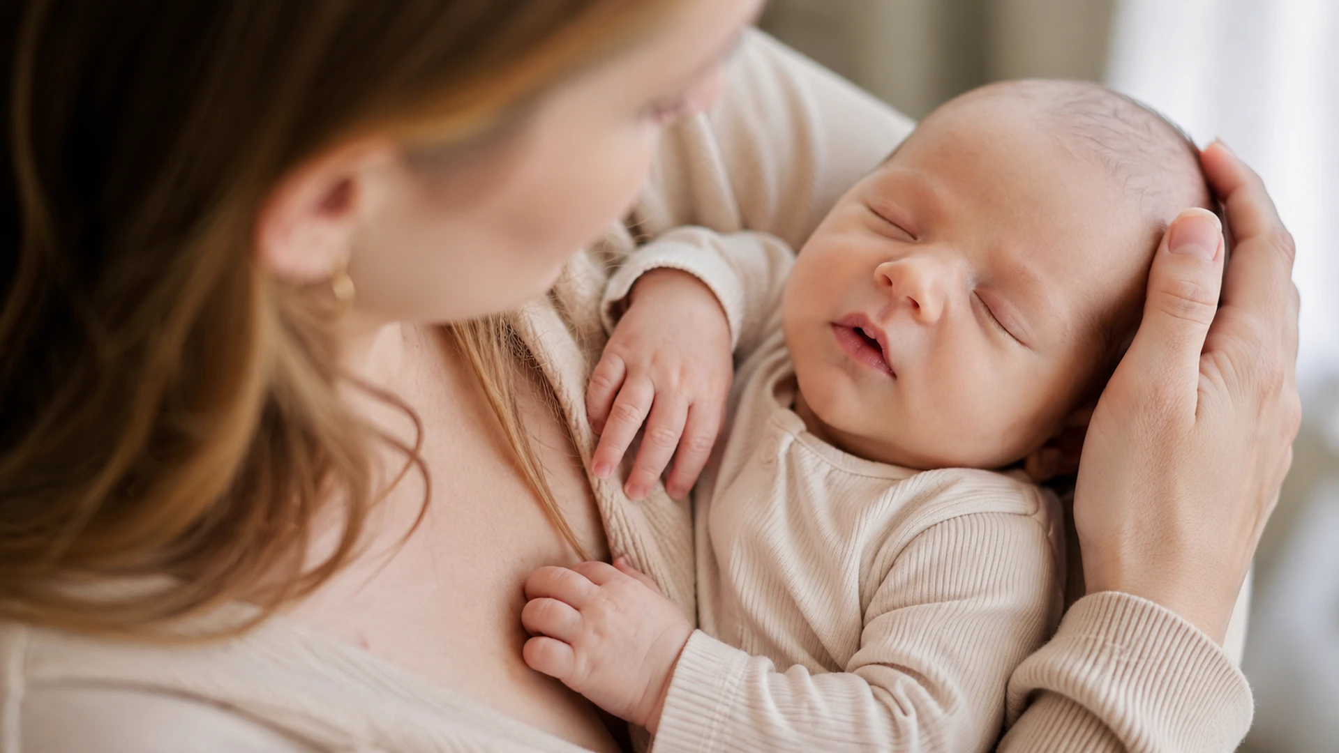 Bebê no colo da mãe no ritual do sono